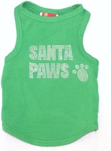 את כלב כיתת גדול סנטה כפות טנק חג המולד חולצה עבור חיות מחמד, בינוני, ירוק