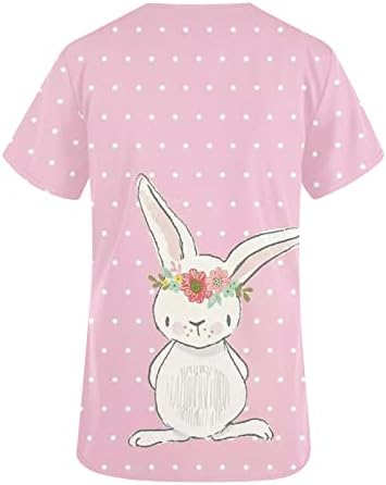נשים חולצות עבור פסחא יום ארנבים מודפס רופף קצר שרוול צווארון סיעוד אחיד שמח פסחא חולצות
