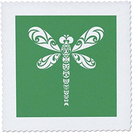 שפירית שפירית לבנה קעקוע שבטי אמנות בסגנון ירוק - ריבועי שמיכה