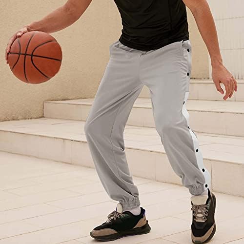 גברים של לקרוע כדורסל מכנסיים גבוהה פיצול הצמד כפתור מזדמן לאחר ניתוח מכנסי טרנינג עם כיסים