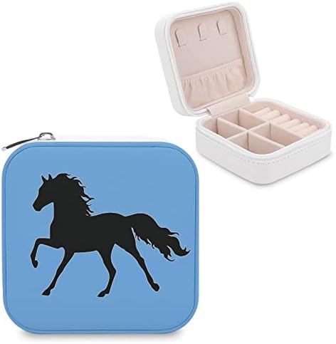 קופסא אחסון תכשיטים של סוס צללית קופסאות אחסון פו עור מארגנים קטנים קופסאות תכשיטים עם רוכסן