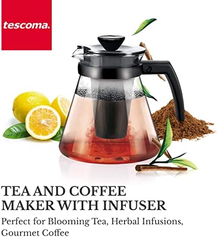 יצרנית קפה ותה של טסקומה עם Infuser - זכוכית בורוסיליקט ופלסטיק ללא BPA, לשימוש במיקרוגל או לכיריים - קיבולת