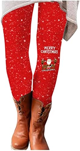 חותלות Xiloccer נשים מגף מכנסיים מודפסים הכל- מזדמנים ארוכים ומכנסי חג מולד אלסטיים פוליאסטר חותלות