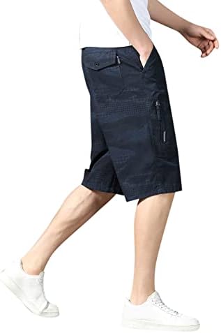 מכנסי דחיסה של Miashui לגברים אופנה גברים מזדמנים צבע אחיד רב -כיס רב כיס אבזם מכנסיים קצרים חיצוניים