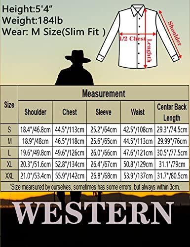 חולצת קאובוי מערבית של Lecgee גברים רקומה שרוול ארוך רגיל כפתור כותנה מזדמן