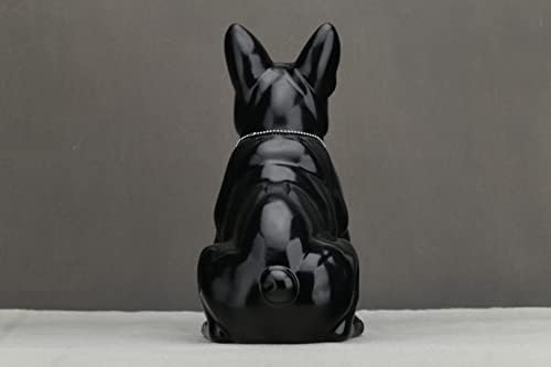 Wubianjie פסל בולדוג צרפתי יושב קרמיקה כלב פסל בעלי חיים פסל כלבים דקורטיבי לגינה או לעיצוב דקורטיבי