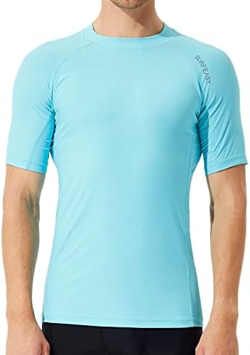חולצות שחייה של גברים גולשיות שומר פריחה משמר שרוול קצר UPF 50+ UV חולצות הגנה מפני שמש גלישה מהירה יבש גלישה