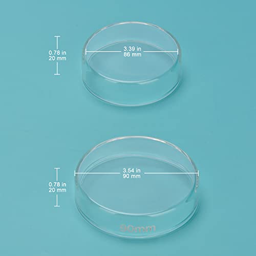 מנות פטרי מזכוכית פונצ ' ם, מנות לתרבית תאי זכוכית אוטומטית מנות מעבדה עם מכסה שקוף, 90 על 20 מ מ,