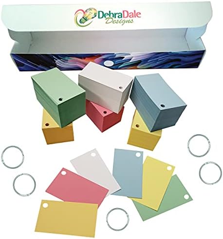 Debra Dale Designs - מיוצר ממש בארצות הברית - 1,000 כרטיסי פלאש ריק בכיס - חור יחיד אגרוף - 5 טבעות קלסר