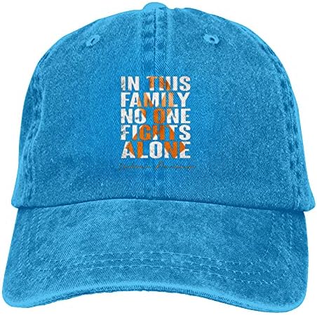 במשפחה הזאת אף אחד לא להילחם לבד לוקמיה מודעות כובע למבוגרים מתכוונן קלאסי שטף קסקט ג ' ינס כובע עבור חיצוני