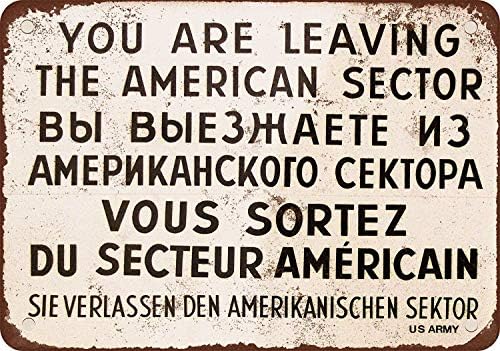 ברלין צבאי סימנים אתה עוזב אמריקאי מגזר מרובה שפות שים לב בציר מתכת סימן עבור מערת אדם / מרתף/בר דקור לוחות