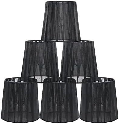 Lampwell Kora Clip-On נברשת גוונים, סט של 6, חבית קטנה, 5.2 × 4 × H5.2 , סרט אורגני, בעבודת יד, דקורטיבי
