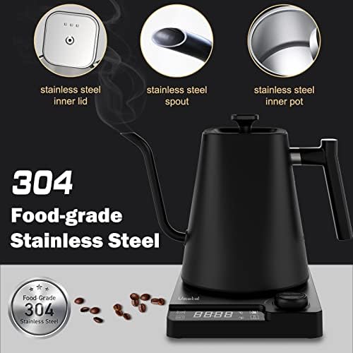 Vmotal gooseck kettle, 1200W קומקום חשמלי עם חימום מהיר, משתנה טמפרטורה לחליטת תה קפה, נירוסטה,