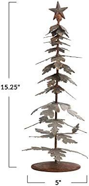 Co-op Creative 5 סיבוב x 15-1/4 H עץ מתכת על מעמד עם כוכב, גימור אבץ במצוקה