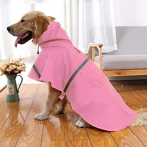 Mikayoo כלב גדול מעיל גשם מתכוונן חיות מחמד בגדים אטומים למים ז'קט גשם קל משקל קפוצ'ונים פונצ'ו עם רצועה רפלקטיבית