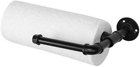 מחזיק מגבת נייר רכוב על קיר Mygift מתחת לארון מתלה מגבת תלייה ומתקן מגבות נייר עם צינור מתכת תעשייתי
