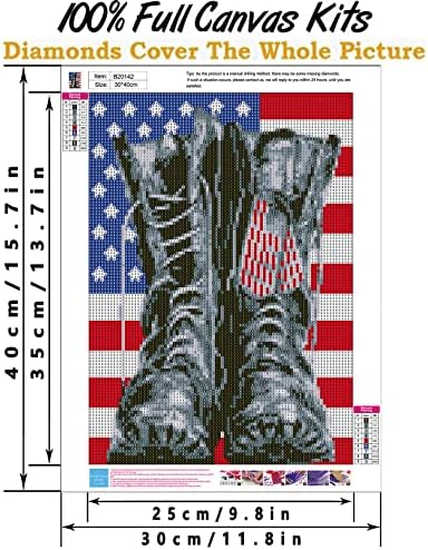 ערכות ציור יהלומים של Filaslft Sleadats למבוגרים, אמנות יהלומי דגל אמריקה, ציור יהלום 5D מקדחה מלאה,