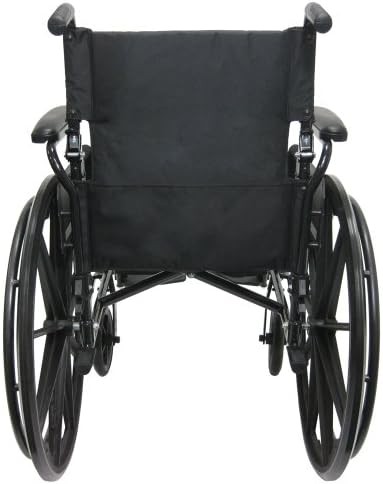 קרמן בריאות 802 כיסא גלגלים קל משקל מאלומיניום עם משענות יד לאחור, משענות רגליים מתנדנדות, שחור, רוחב