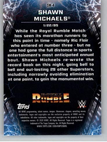 2020 Topps Chrome WWE מזעזע ניצחונות SW-4 Shawn Michaels 1995-01-22 כרטיס מסחר בהיאבקות