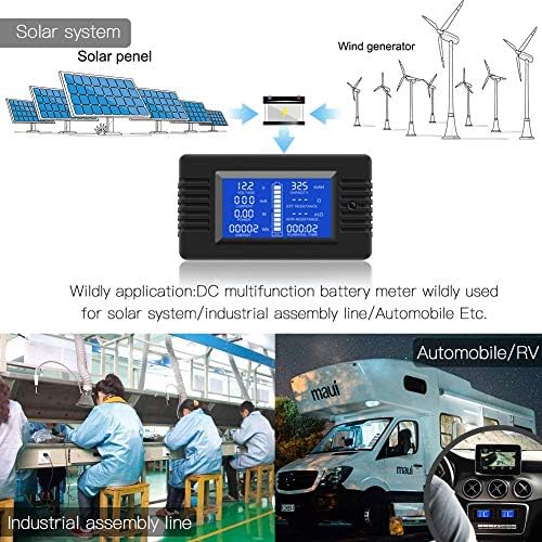DC Multifunction Monitor Monitor Monitor 0-200V 0-100A תצוגת LCD מתח זרם דיגיטלי מתח סולארי מד