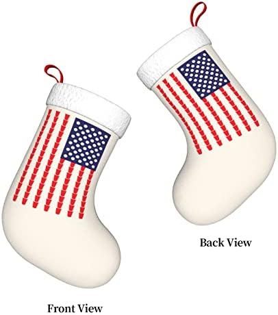 QG ZZX בירה פונג דגל אמריקאי דגל חג המולד גרבי חג המולד גרביים אח תלויה גרב 18 אינץ 'קישוט חג