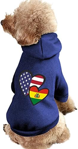 לבבות משתלבים בלבני דגל בוליביים אמריקאיים בגדי כלבים חורפים קפוצ'ונים חיות מחמד רכים וחמים בסווטשירטים לכלבים