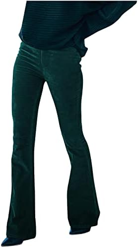 Dreamlascar Slim Fit Corduroy מכנסי התלקחות נשים רזות מכנסיים מזדמנים רזים יוגה יוגה ספורט מוערמת מכנסיים