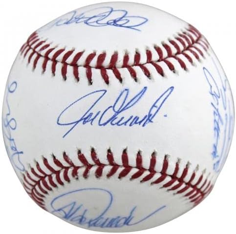 2009 Yankees Jeter Rivera Posada חתום לשנת 2009 WS Logo OML בייסבול שטיינר 1 - כדורי חתימה עם חתימה