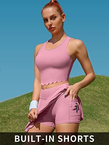 שמלות טניס של אטרקו 2 חלקים לנשים שמלת אימון אתלטית עם מכנסיים קצרים וכיסים