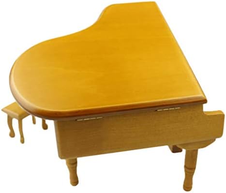 קופסת מוסיקה בצורת פסנתר צהוב של דאובה, מתנת יום הולדת יצירתית עם שרפרף קטן, תיבת מוסיקה לקישוט מאהב