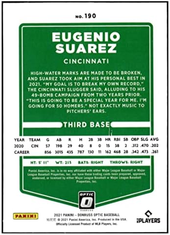 Eugenio Suarez 2021 Donruss Optic 190 ננומטר+ -MT+ MLB בייסבול אדום