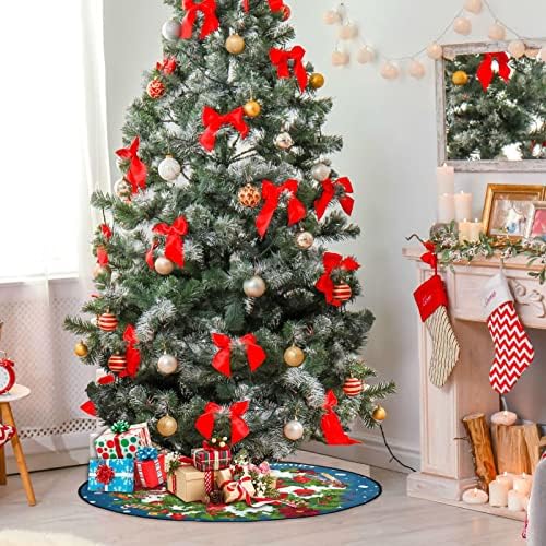 קופאדה ברכה לחג המולד שמח מחצלות עץ חג המולד חצאית עץ אטום למים, חמוד סנטה קלאוס חג המולד עץ עץ מגש מגן