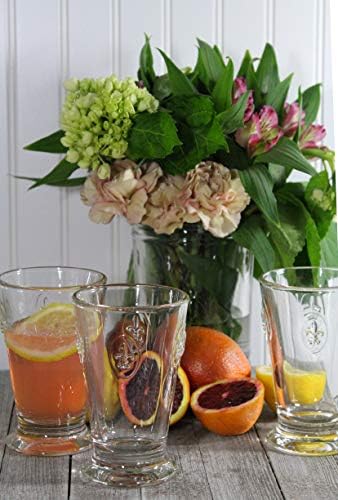 לה רושר פלר דה ליס סט זכוכית מיושן כפול של 6 כוסות שתייה לכל אירוע-ערכות כלי זכוכית לשימוש יומיומי-כוס