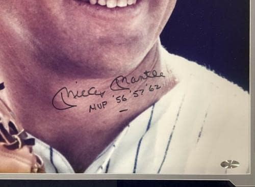 צילום חתום של מיקי מנטל 16x20 Yankees Hof MVP 56 57 62 Auto Inscr ממוסגר PSA - תמונות MLB עם חתימה