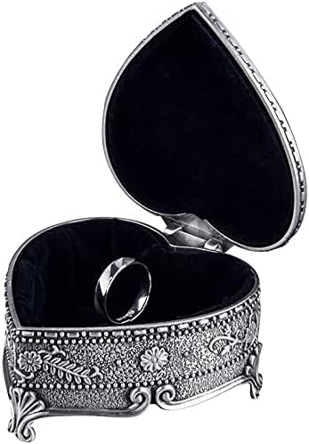 ליבר תאורת תכשיטים מתלה קופסת תכשיטים עם צורת לב עתיקה קופסת מארגן אוצר תכשיטים עתיקים עגילי עגילים תיבת אחסון