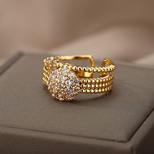ויאלמה זירקון מעגל פתוח טבעות לנשים קריסטל זהב אצבע קסם מתכוונן טבעת חתונה ולנטיין תכשיטים-89945