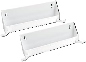 Rev-A מדף 11 אינץ ', STD, לבן, מגש קצה פולימר עם עצירות לשונית עבור ארונות בסיס כיור, סטנדרט, 2 חבילה