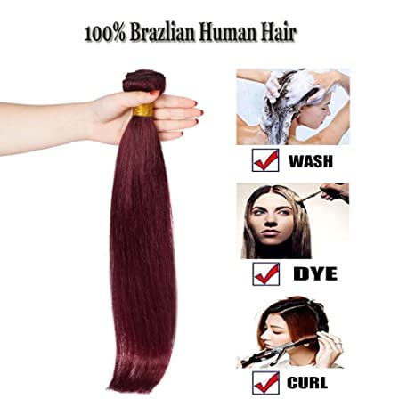 8 א ברזילאי לא מעובד שיער 99 ג ' יי בורגונדי ישר שיער שוזר צרור משלוח חלק אדום יין צבע לא מעובד