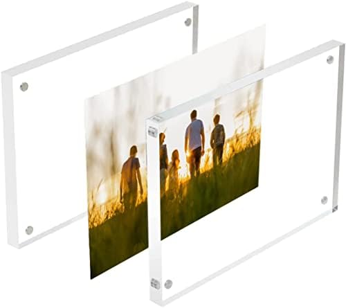 מסגרת צילום אקרילית 10X15 סמ, מסגרת תמונה דו צדדית עם עמידה מגנטית, חופשית, השתמש בחבילה אופקית או אנכית