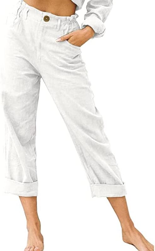 מכנסיים קצוצים של קפריס קפריס קפריס קז'זים מקצרים מכנסיים מותניים אלסטיים גב גב ישר 3/4 מכנסי