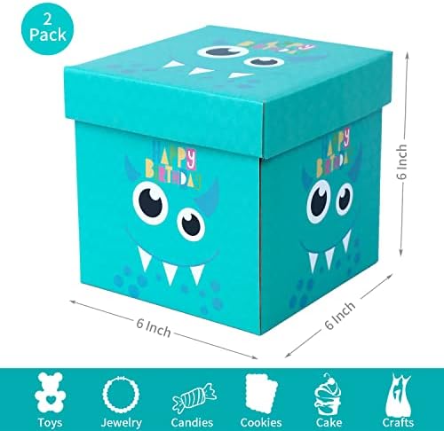 Camkuzon 2 קופסאות מתנה עם מכסים לילדים לילדים מתנות ליום הולדת - מפלצת חמודה קופסת מתנה ליום