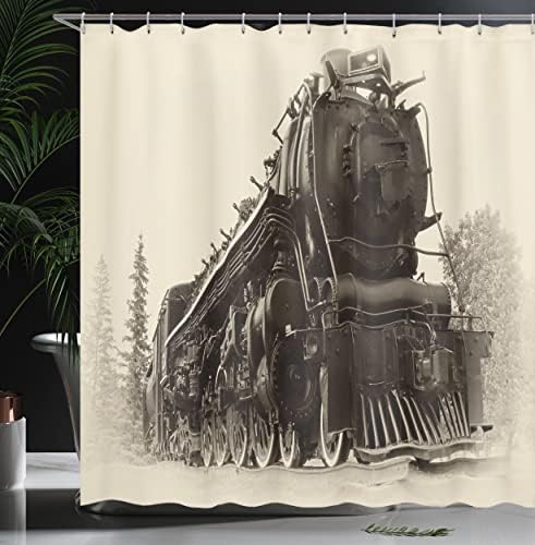 וילון מקלחת של מנוע קיטור אמבסון, רכבת עתיקה של צפון אקספרס קנדה מסילות רכבות הובלה הדפס מכונת מטען,