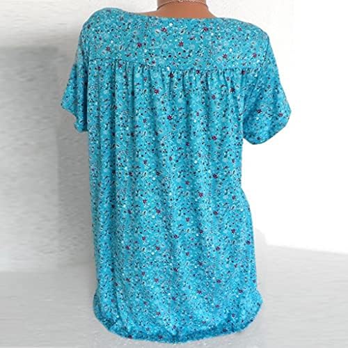 חולצות קיץ לנשים בתוספת גודל, חולצות פרחוניות חולצות טוניקה עם צווארון חולצות טי בסיסיות עם שרוול