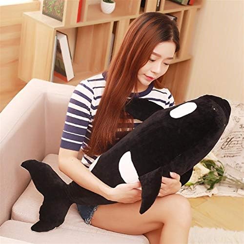Tianminjiedm רוצח גדול לוויתן כרית לוויתן לוויתן שחור לבן קטיפה קטיפה צעצוע בובה כריש ילד ילד ילדה קטיפה צעצוע