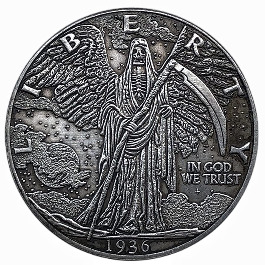 1936 מורגן עותק המוות עתיק עתיק מטבעות נציגה, מקרה מגן כלול, 1.5 אינץ '