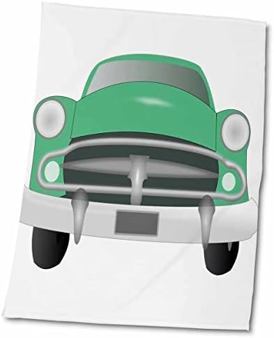 הדפס 3 של מלחמת מכוניות מצוירות של רטרו ירוק, 15 x 22, לבן