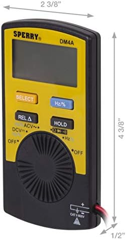 Sperry Instruments Pocket DM4A, מתח, בודק אאוטלט, מולטימטר דיגיטלי צהוב