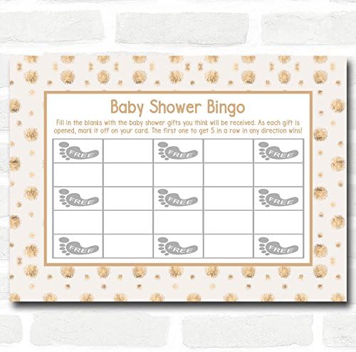 כתמי זהב ניטרליים משחקי מקלחת לתינוק קלפי בינגו