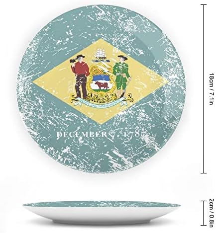 דגל מדינת דלאוור עצם קרמיקה עצם סין צלחות דקורטיביות עם קישוטים לתלייה של צלחות ארוחת ערב
