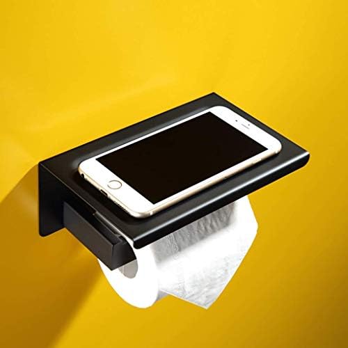 רכוש מחזיק נייר טואלט- מחזיק נייר טואלט עם מדף טלפונים ניידים מחזיק רקמות אמבטיה מט מט שחור